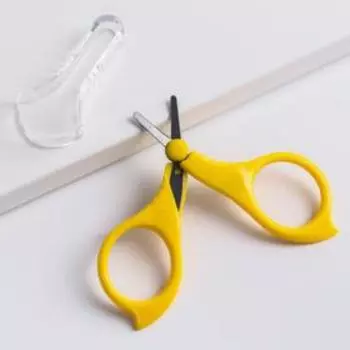 Детские маникюрные ножницы Крошка Я, с защитным колпачком, ВИД 2, желтый