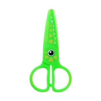 Ножницы детские пласт Мульти-Пульти "Приключения Енота" 12см, зеленый, трай-ми кард