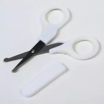 Ножницы детские, с защитным колпачком, белые