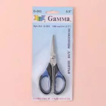 Ножницы для рукоделия, скошенное лезвие, термостойкие ручки, 5,5", 14 см, цвет чёрный/голубой