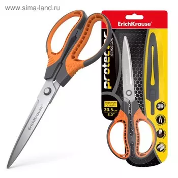 Ножницы 20.5 см ErichKrause Protector, с чехлом, усиленные, ударопрочные, серо-оранжевые