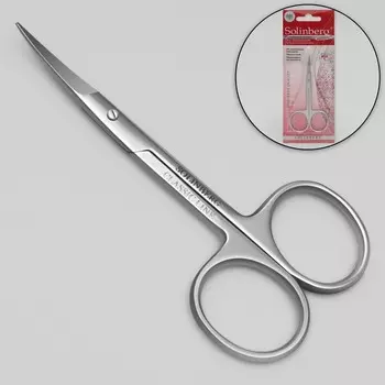 Ножницы маникюрные, для кутикулы, загнутые, узкие, 10 см, в блистере, цвет матовый серебристый, 62000/2