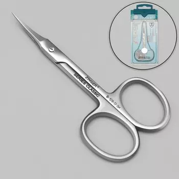 Ножницы маникюрные, узкие, загнутые, 9,5 см, на блистере, цвет серебристый, В-128-D(FD)-SH