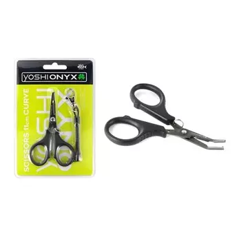 Ножницы Yoshi Onyx, 11 см, для плетенки и заводных колец, с загибом и шнуром с карабином