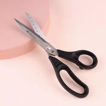 Ножницы закройные с линейкой на лезвии, из нержавеющей стали, 24 см, цвет чёрный