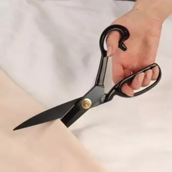 Ножницы закройные, скошенное лезвие, прорезиненные ручки, 10", 26 см, чёрные