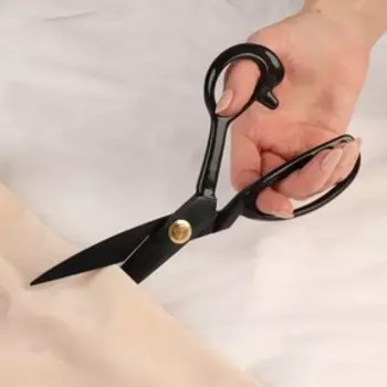 Ножницы закройные, скошенное лезвие, прорезиненные ручки, 8", 22 см, чёрные
