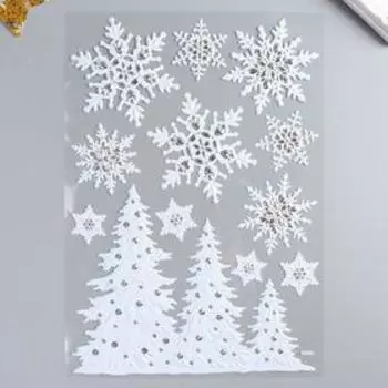 Объёмная наклейка Room Decor "Заснеженные ёлочки" 29х41 см