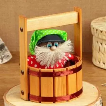 Оберег - домовой "Квашаня в бочке", h = 19 см, d = 15 см, микс