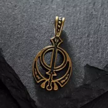 Оберег из латуни "Кханда", цвет чернёное золото