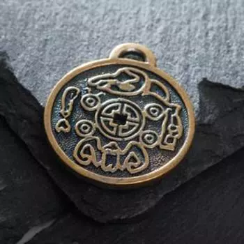 Оберег из латуни "Корейская счастливая монета", цвет чернёное золото