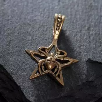 Оберег из латуни "Паук", цвет чернёное золото