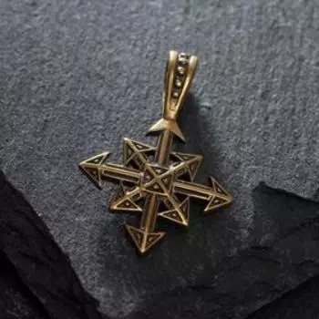 Оберег из латуни "Звезда Хаоса", цвет чернёное золото