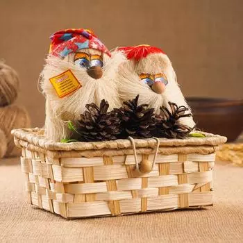 Оберег «Пара домовых в корзинке», микс