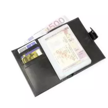 Обложка для автодокументов на кнопке, отдел для паспорта, цвет чёрный