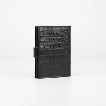 Обложка 2 в 1 для автодокументов и паспорта на кнопке, цвет чёрный