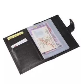 Обложка для автодокументов и паспорта н/к, кнопка, карм. 5, коричневый матовый ВП1031