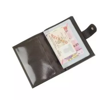 Обложка для автодокументов и паспорта н/к, на кнопке , цвет коричневый флотер ВП1021