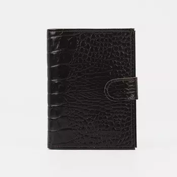 Обложка для документов 3 в 1: для автодокументов, паспорта, купюр на кнопке TEXTURA, цвет коричневый