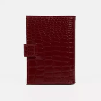 Обложка для документов 3 в 1: для автодокументов, паспорта, купюр на кнопке TEXTURA, цвет красный