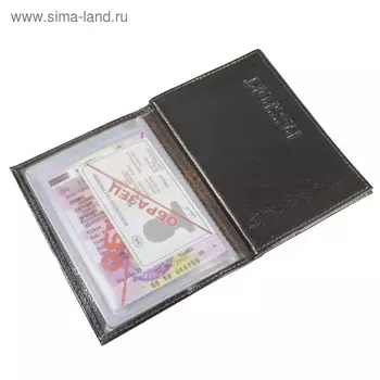 Обложка для автодокументов и паспорта, натуральная кожа, цвет коричневый