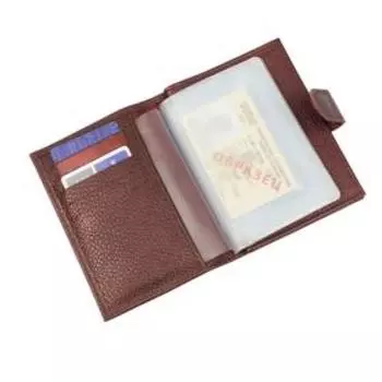 Обложка для автодокументов на кнопке, цвет бордовый