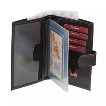 Обложка для автодокументов на клапане, цвет коричневый