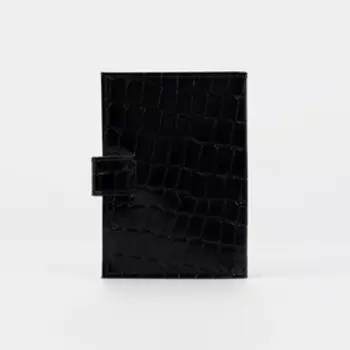 Обложка для автодокументов на кнопке TEXTURA, цвет чёрный