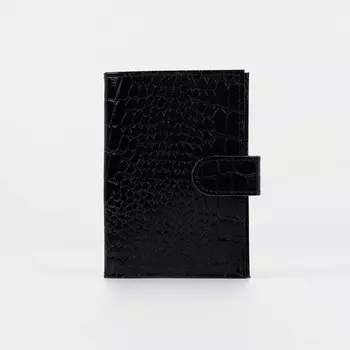 Обложка для автодокументов на кнопке TEXTURA, цвет чёрный