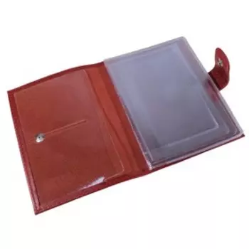 Обложка для автодокументов на кнопке, цвет красный