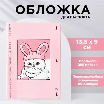 Обложка для паспорта «Кот», ПВХ 280 мкм, эко-печать и подложка-пленка вспененная 800 мкм