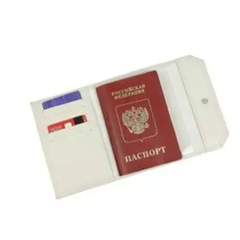 Обложка для паспорта на кнопке, цвет серый