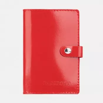 Обложка для паспорта на кнопке, цвет алый