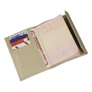 Обложка для паспорта на кнопке, цвет бежевый