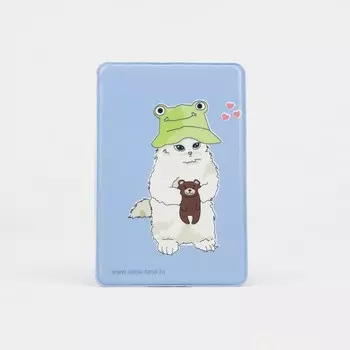 Обложка для проездного, пропуска, с принтом, голубая