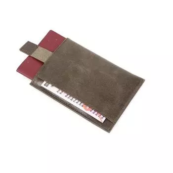 Обложка-футляр для паспорта, 2 кармана для карт, 1 для денег, коричневый темный крек