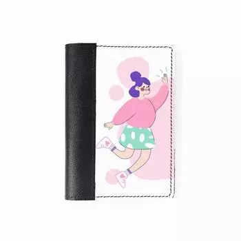 Обложка на паспорт комбинированная "Девочка", черная белая вставка