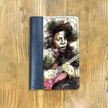 Обложка на паспорт комбинированная "Гитарист", синяя