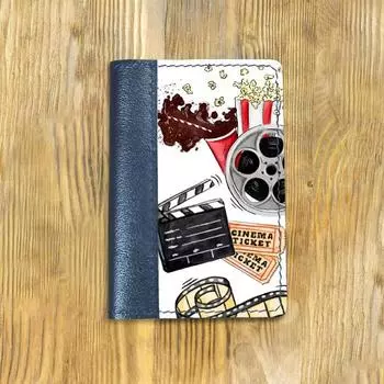 Обложка на паспорт комбинированная "Кино", синяя