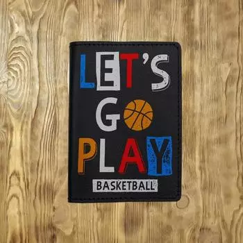 Обложка на паспорт "Play basketball", черная
