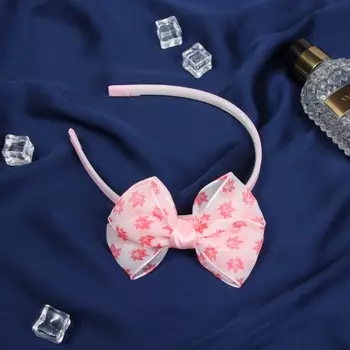 Ободок для волос «Бантик крошка», листья, 101 см, розовый