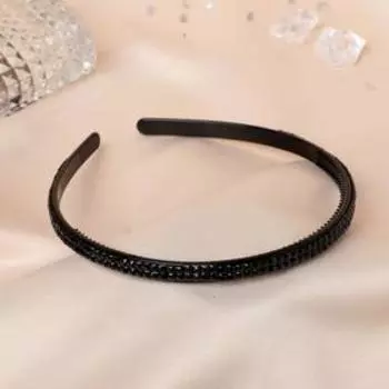 Ободок для волос "Бель" стразы, 1 см, чёрный