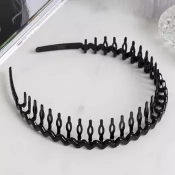 Ободок для волос «Бриошь», зигзаг гребень, 2.5 см, чёрный