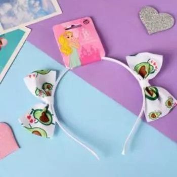 Ободок для волос "Дружные авокадики" бантики, 0,5 см, белый