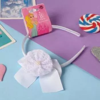 Ободок для волос "Июлия" драгоценный цветок, 8х6 см, белый