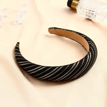 Ободок для волос «Иветта», полосы, 3 см, чёрно-золотой