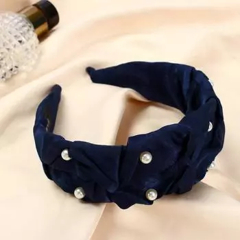 Ободок для волос "Юнона" бусинки, 5 см, синий