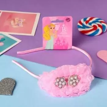 Ободок для волос "Юнона" ромашки, 0,5 см, розовый