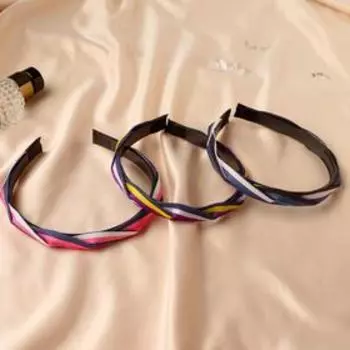 Ободок для волос "Коса" полоски, 2 см, микс