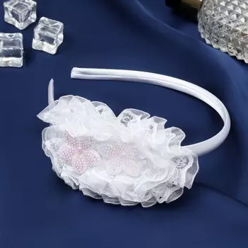 Ободок для волос «Малышка», пышность цветки, 0.9 см, белый